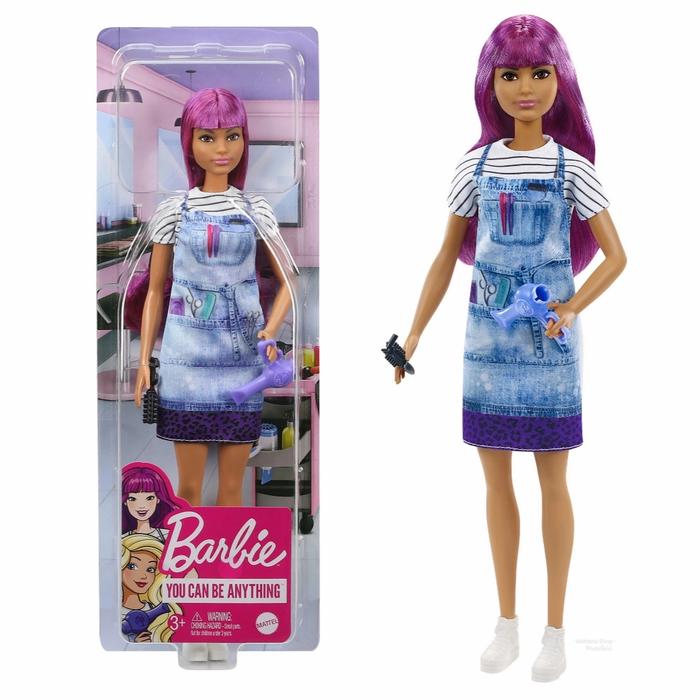 Boneka Karir Barbie Career Salon Stylist Doll With Hair Dryer