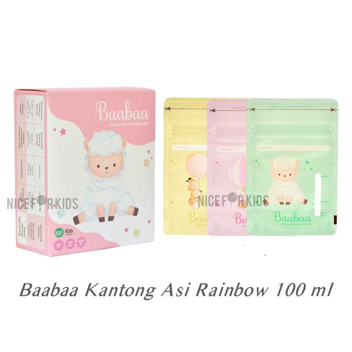 Gambar BaaBaa Kantong Asi 100ml Plastik Penyimpanan Asi - CLEAR - RAINBOW dari Niceforkids undefined Tokopedia