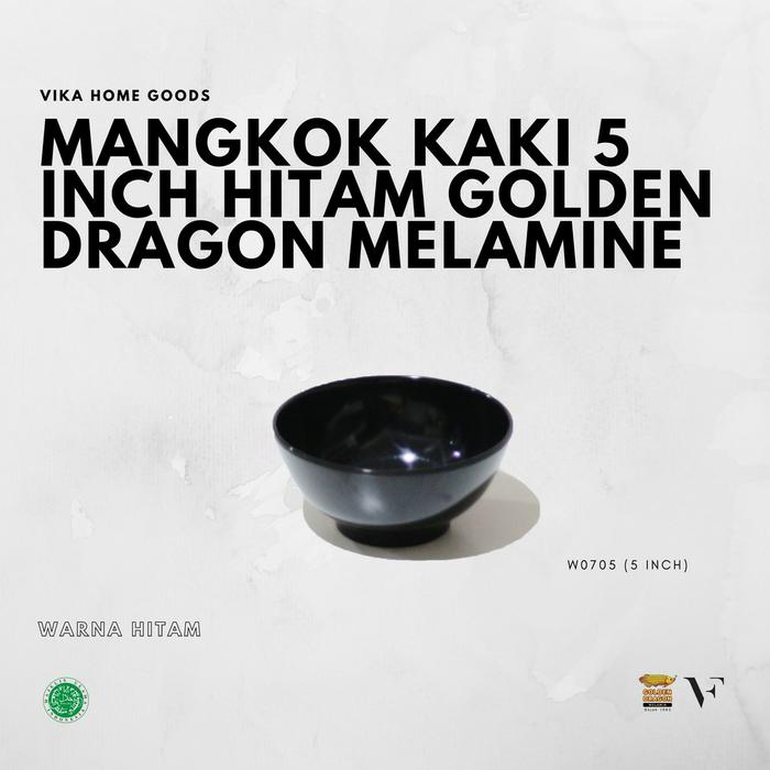 Gambar Mangkok Melamin Kaki 5 inch Golden Dragon W0705 - Hitam dari DariDuaSatu undefined Tokopedia