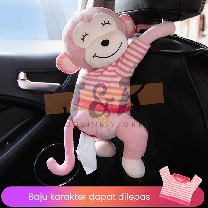 Gambar Tempat Tisu Boneka Monyet Gantung / Tempat Tisu Gantung Mobil - Merah Muda dari JRolshop1 undefined Tokopedia