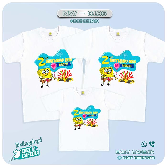 Gambar Kaos Kembaran Keluarga / Couple Pasangan Anak Tema Spongebob NW 3105 dari Enzo Cafedia undefined Tokopedia