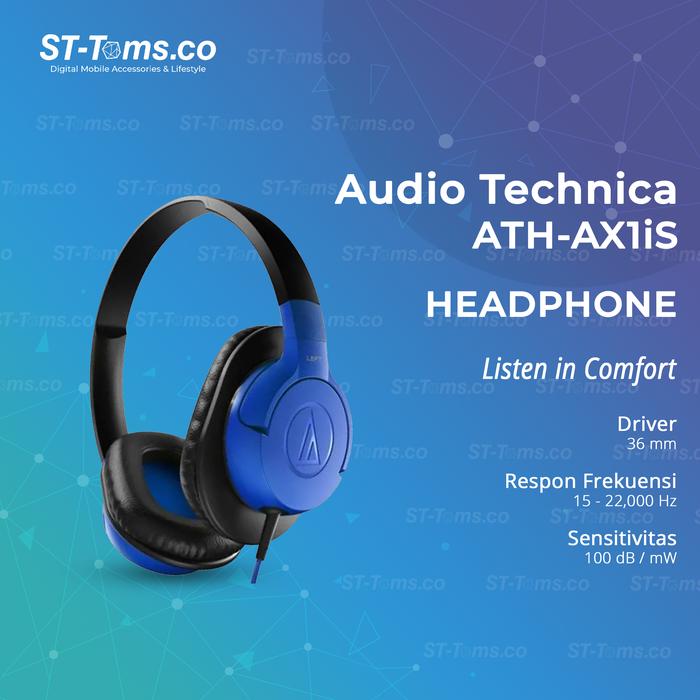 Gambar Audio-Technica ATH-AX1iS SonicFuel Over-ear Headphones - Biru dari ST-Toms.co undefined Tokopedia