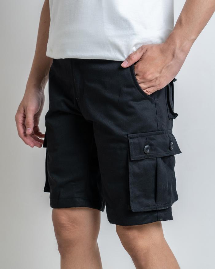 Relax Short Cargo Pants - Black - Hitam 