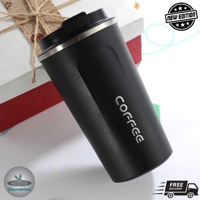 Gambar Tumbler Thermos Coffee Botol Minum Mug Stainless Steel 380 ml - Hitam dari Okunoshima Store undefined Tokopedia