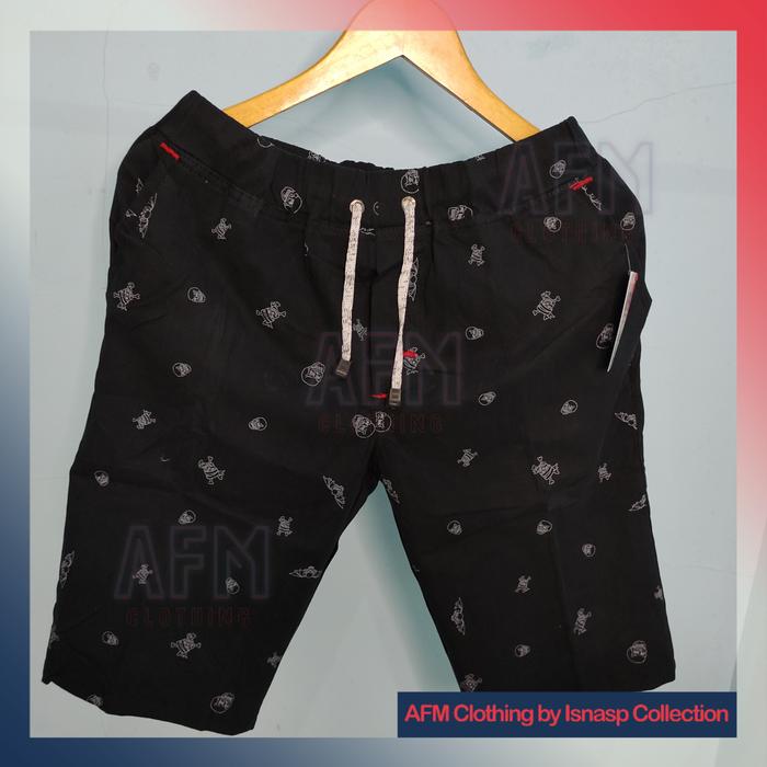 Gambar Celana Pendek Cowok AFM Clothing One Size Motif Short Pants Pria - Skull Black dari IsnaSP Collections undefined Tokopedia