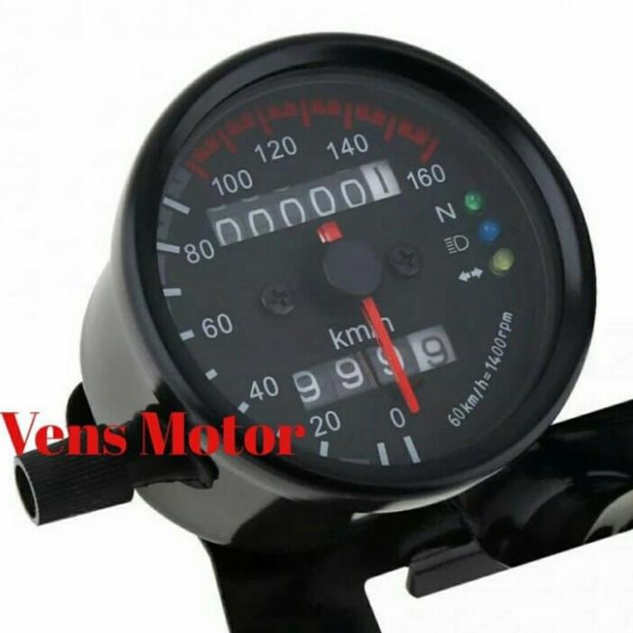 Gambar Speedometer Motor Universal Bulat Hitam/ Spidometer Motor Bulat Hitam - Hitam dari Ven'S Motors undefined Tokopedia