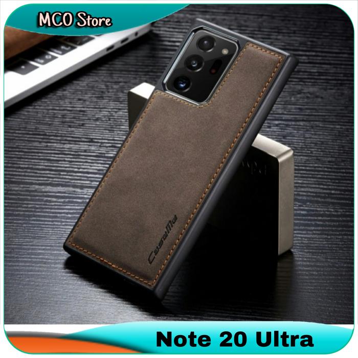 Casing Samsung Galaxy Note 20 Ultra Unique Leather Back Case Soft Hitam