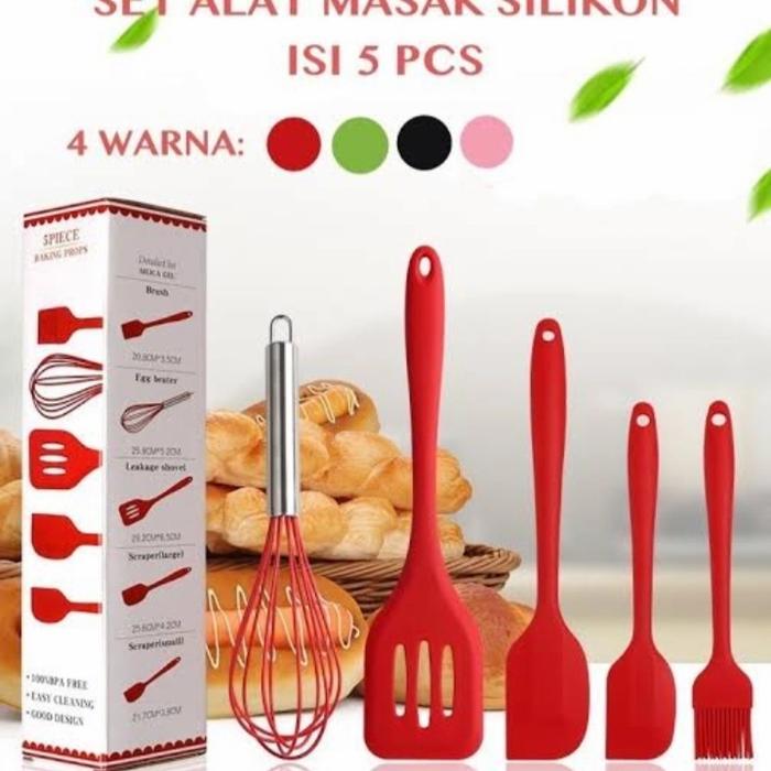 Gambar Spatula silicon 5in1 - Merah dari Larisa Barnik grosir undefined Tokopedia