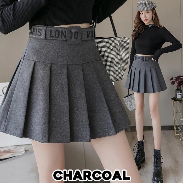 Gambar Korea pleated skirt / Rok korea/Rok mini/Rok Jennie blackpink - charcoal, S dari Rinstuff88 undefined Tokopedia