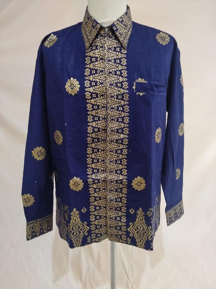 Gambar Baju Batik Songket Palembang Cantik Manis Biru Gold ( Bisa Couple ) - Pria dari Songket PaSH Official Store undefined Tokopedia