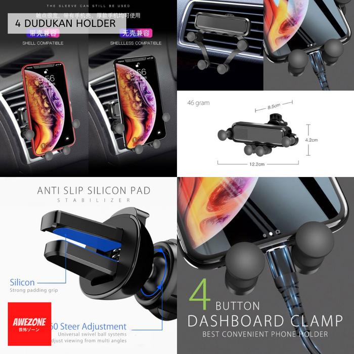 Gambar DASHBOARD PHONE HOLDER/ PENGAIT SMARTPHONE HP MOBIL - HIGH QUALITY - 4 Dudukan dari Awezone undefined Tokopedia