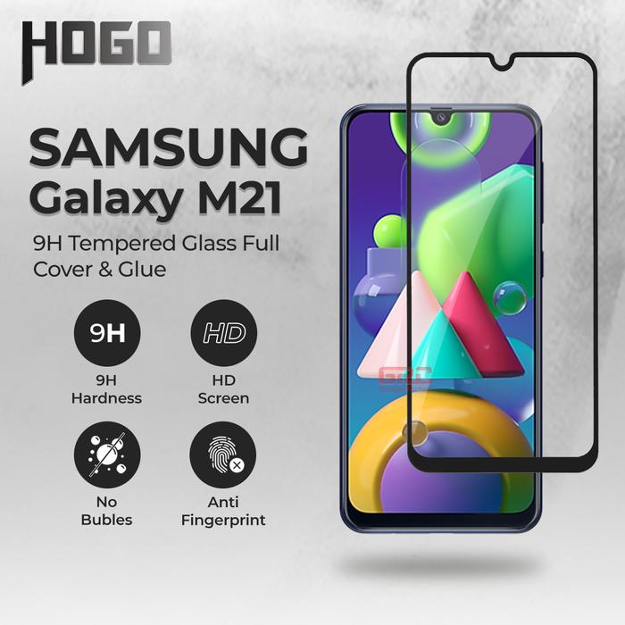 Tempered Glass SAMSUNG Galaxy M21 HOGO Full Cover Anti Gores Kaca Hitam