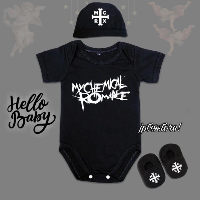 Baju Bayi Newborn Baby Jumper Topi Dan Sepatu Band My Chemical Romance S
