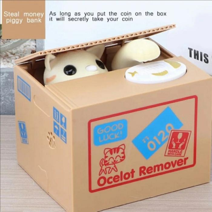 Gambar Celengan unik kucing panda pencuri uang save piggy bank - kucing dari Tropic elektronik aksesoris undefined Tokopedia