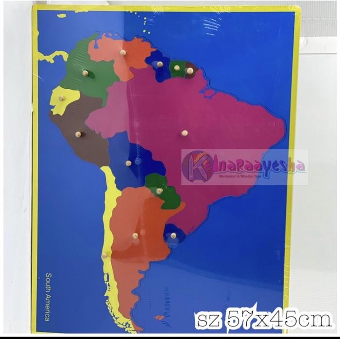 Gambar Puzzle Benua montessori + control map/ Puzzle Continent map montessori - amerika selatan dari Keinaraayesha Wooden Toys undefined Tokopedia
