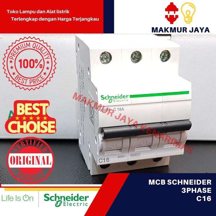 Gambar mcb 3 phase 10A 16A 20A 32A 63A schneider / mcb 3p 10A16A 20A 32A 63A - 16A dari MAKMUR JAYA KENARIMAS undefined Tokopedia