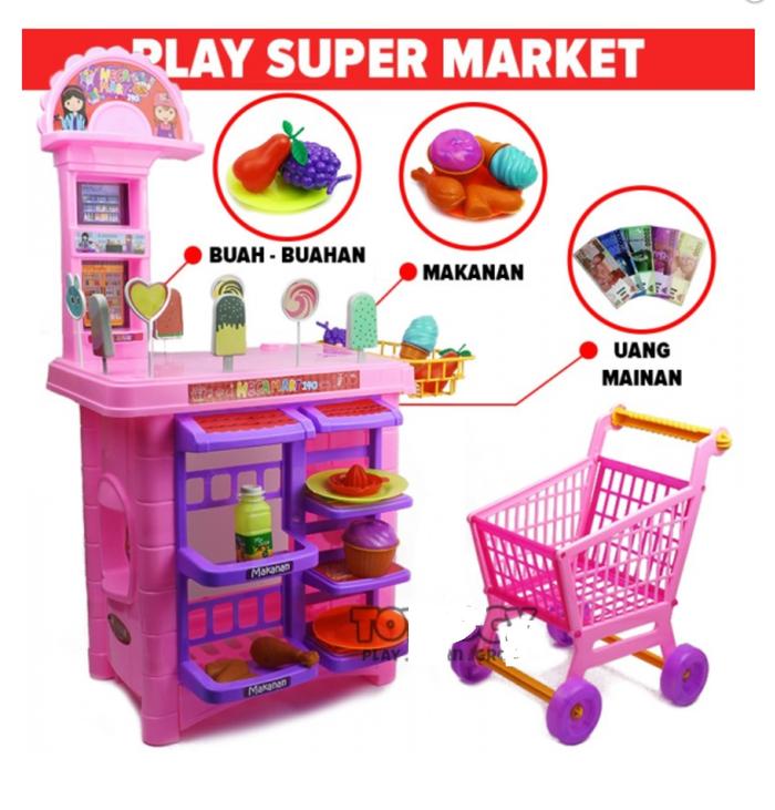 Gambar Mainan Anak Kasir Kasiran Supermarket Trolley Troli MEGAMART 140 dari Junior Toys undefined Tokopedia