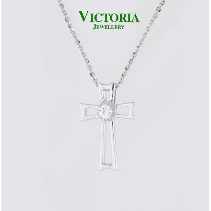 Gambar Liontin salib Berlian VPD584753 Victoria Jewellery - Putih dari Victoria Jewellery Online undefined Tokopedia