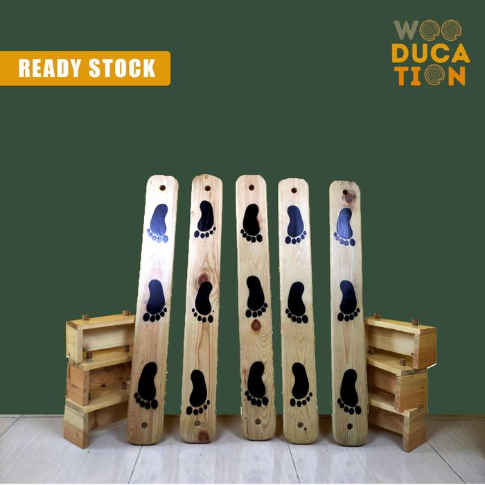 Gambar Wooducaion Balance Beam Kayu Jati Belanda / Mahoni Papan titian anak motif kaki dari Wooducation undefined Tokopedia