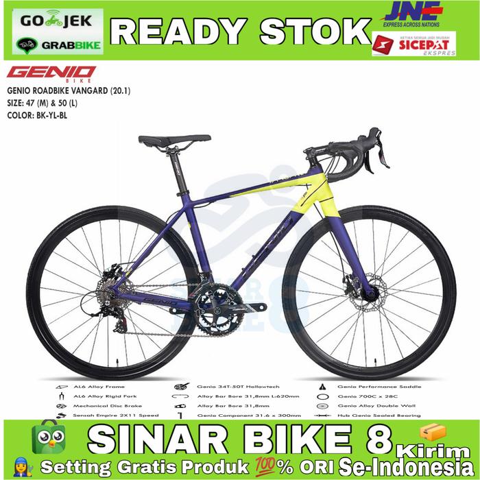 Gambar Sepeda Balap Roadbike GENIO VANGARD 700C Alloy 2x11 Speed Discbrake - BK-YL-BL, 50=L dari Toko Sepeda Sinar Bike 8 undefined Tokopedia