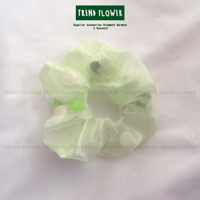 Gambar Scrunchie Pompom Ikat Rambut Korea Cepol Hijab Transparant Cantik Warn - Hijau Melon dari Trend Flower undefined Tokopedia