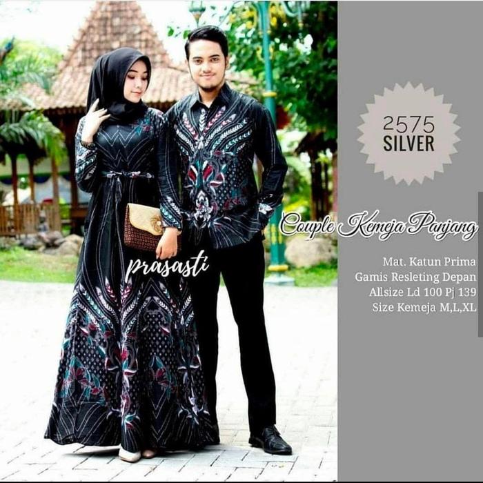 Gambar GAMIS COUPLE BATIK WANITA MUSLIM PASANGAN KONDANGAN LENGAN PANJANG - Abu-abu dari KASENGSEM BATIK undefined 3 Tokopedia