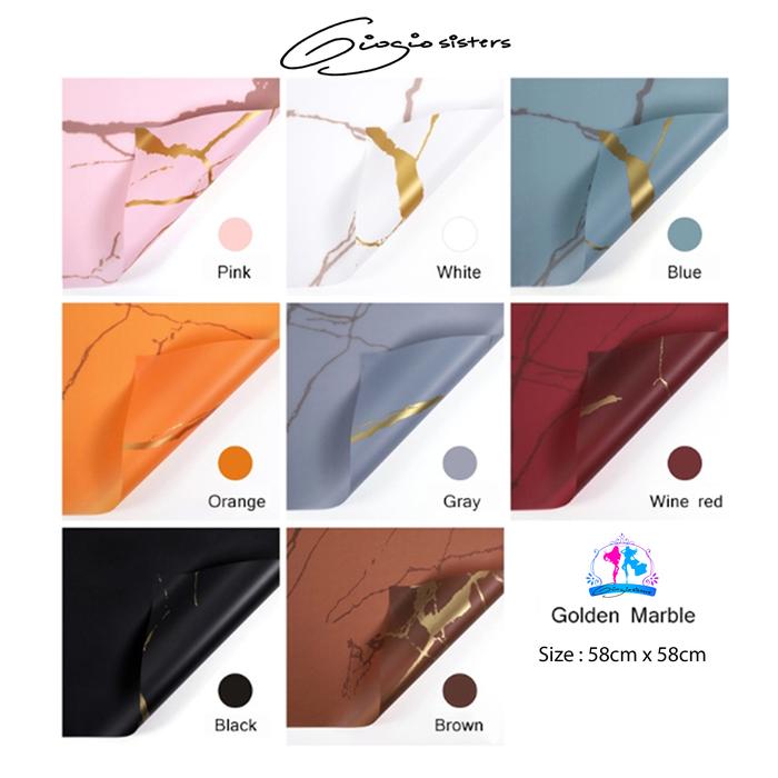 Gambar Kertas Bunga GOLDEN MARBLE CELLOPHANE | Wrapping Paper Waterproof - Putih dari Giogio Sisters undefined Tokopedia