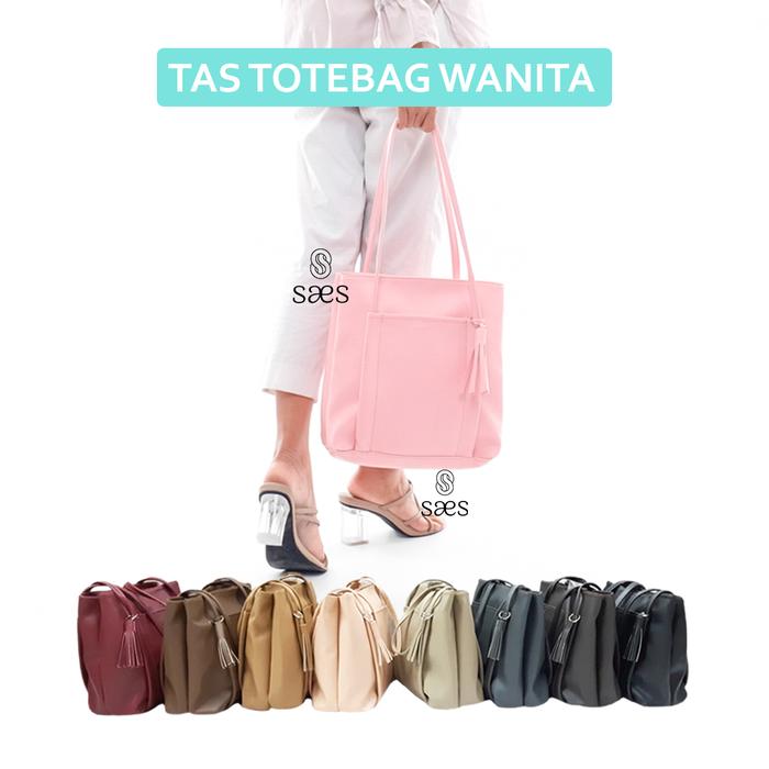 Gambar TAS WANITA TOTEBAG TOTE BAG COKLAT MINISO - Biru Muda dari Sahabat Tas Store undefined Tokopedia