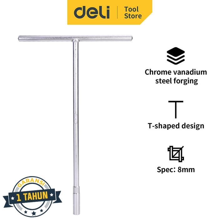 Gambar Deli Kunci T Otomotif 8/10/12/14 mm Chrome Alat Perkakas DLX - 8 mm dari Deli Tools Official undefined Tokopedia