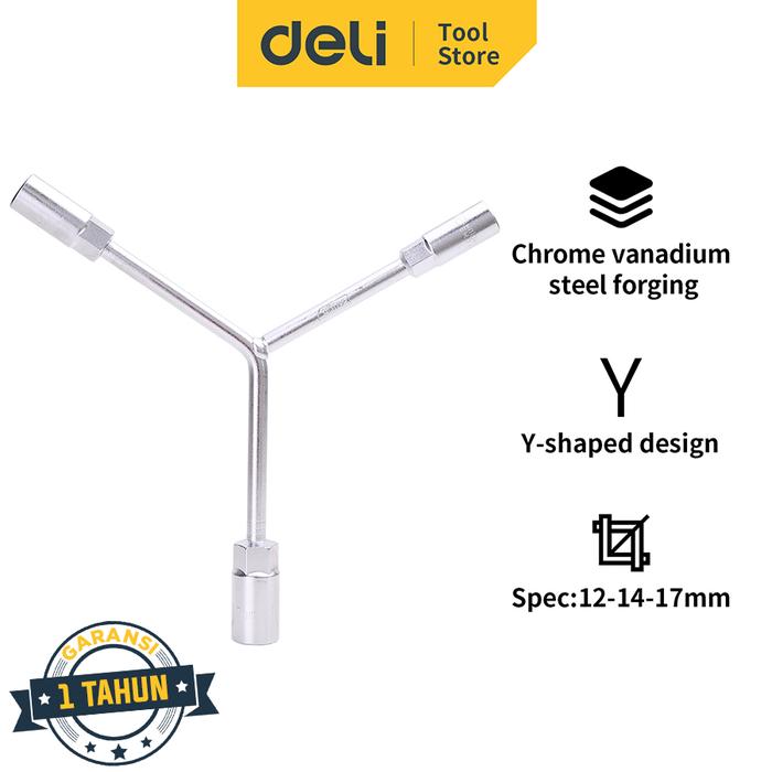 Gambar Deli Kunci Y Otomotif / Automotive Wrenches 3 Ukuran Chrome Steel DLX - 12x14x17mm dari Deli Tools Official undefined Tokopedia