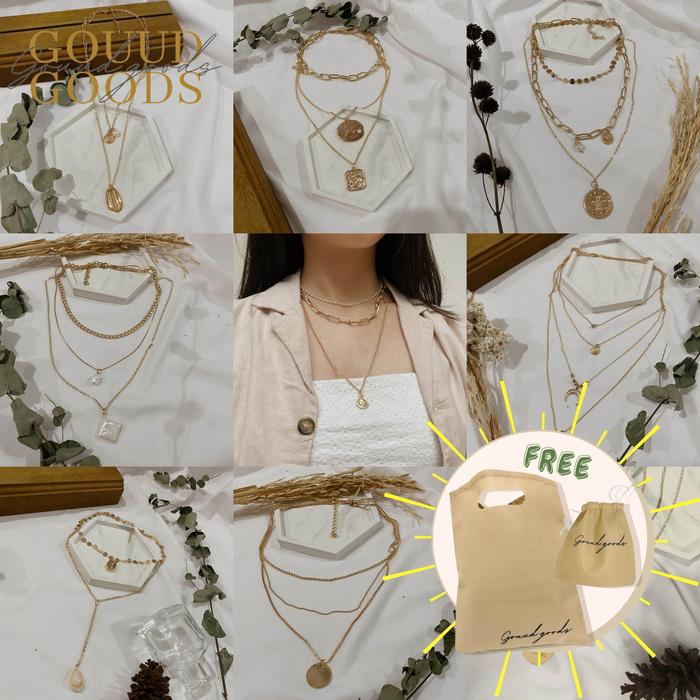 Gambar Kalung Rantai Layer / Kalung Aesthetic / Aksesoris Kalung Wanita Korea - 1-cindy dari gouudgoods undefined Tokopedia