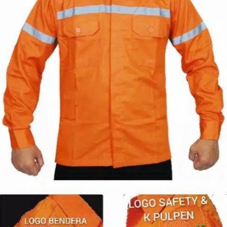 Gambar Seragam karyawan seragam safety seragam scotlet kemeja pria atasan - Orange, L dari Mumtaz shoes undefined Tokopedia