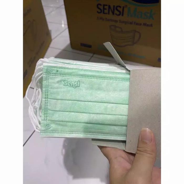 Gambar MASKER SENSI EARLOOP 3 PLY ORIGINAL ISI 50 PCS - Hijau dari RiRez Olshop undefined Tokopedia
