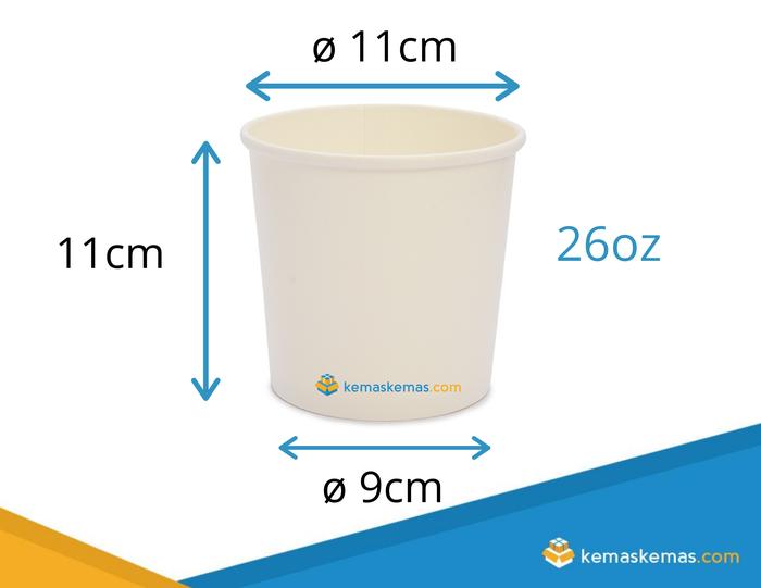 Jual White Paper Cup 26oz + Lid penutup / Food Grade Soup Cup + Lid ...