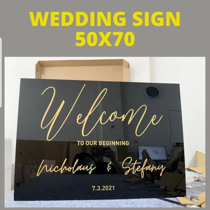 Gambar akrilik welcome sign 50x70 wedding acrylic engagement birthday sign s - Bening, dgn tulisan dari Littlecweetie undefined Tokopedia