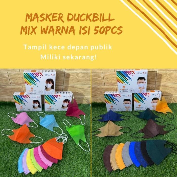 Gambar Masker Duckbill CAREION Mix Warna Warni / Rainbow isi 50pcs/box - warna mix cewe dari winstoreidd undefined Tokopedia