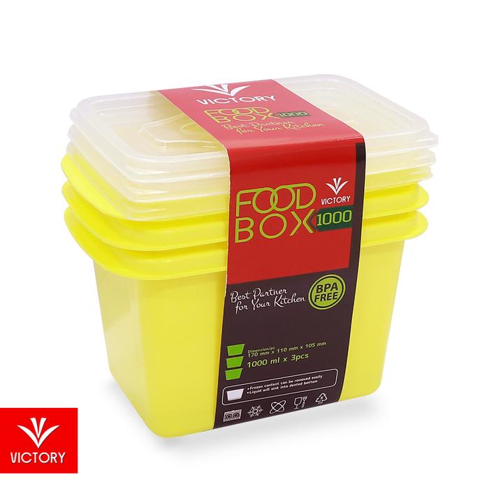 Gambar Kotak Makan Plastik VICTORY Food Box 1000ml New Series - Clear yellow, 1000 ML dari Chellodion undefined 5 Tokopedia