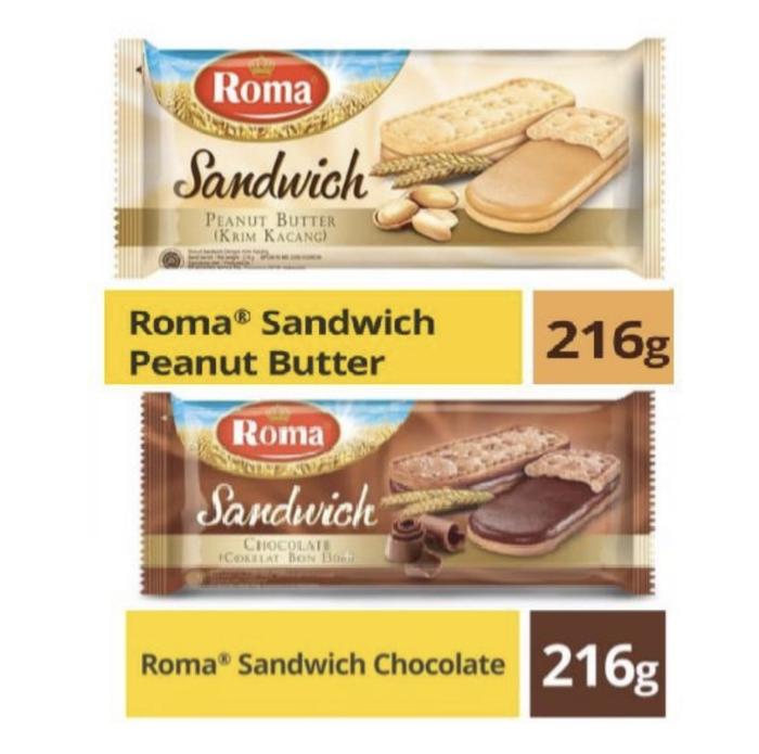 Gambar Roma sandwich cokelat dan peanut butter 216 Gr - Peanut butter dari Toserbamdnn undefined Tokopedia