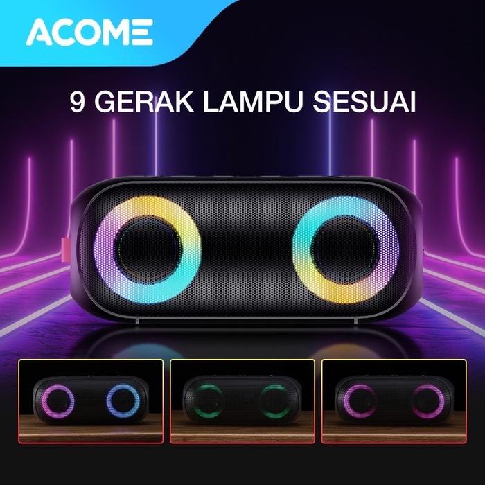 Jual Acome Super Bass Speaker Bluetooth 5.0 20w Ipx7 Rgb Rave Party A20 ...