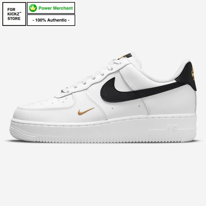 Nike Air Force 07 Essential White Black Mini Swoosh Gold
