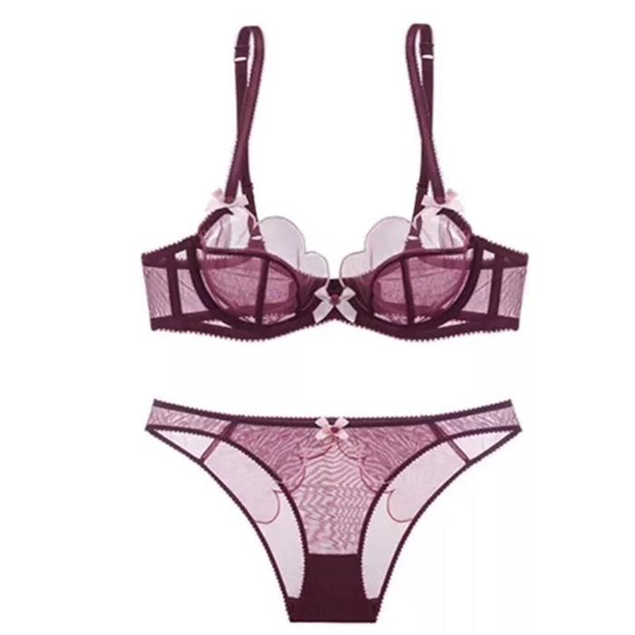 Gambar Bra set sexy super transparan berkawat Bh Wanita setelan Tipis Cantik - wine red, 34B dari LAFEMME UNDERWEAR undefined Tokopedia