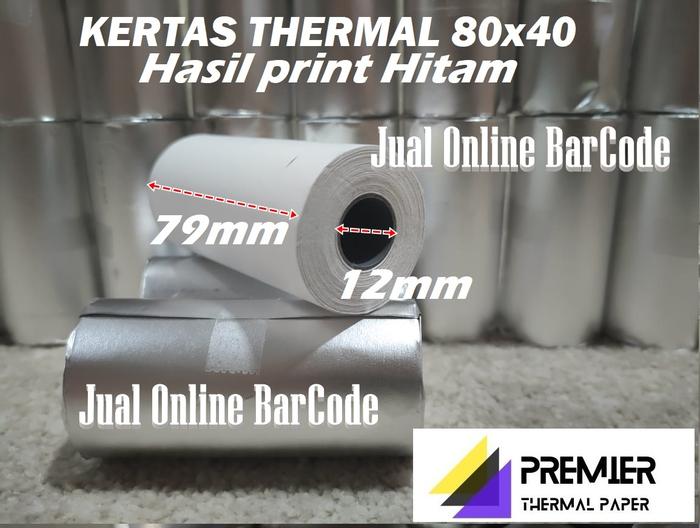 Gambar PREMIER KERTAS THERMAL STRUK KASIR 80x40 - 80 x 40 MM MOBILE PRINTER dari JUAL ONLINE BARCODE undefined Tokopedia
