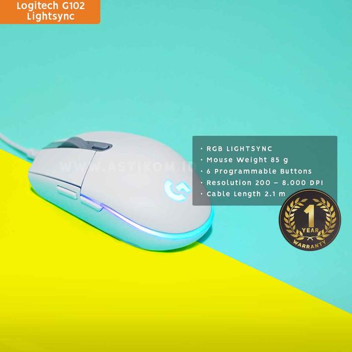 Gambar Mouse Gaming Logitech G102 V2 Lightsync RGB | By Astikom - Putih dari Astikom undefined Tokopedia