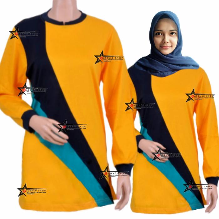 Gambar Kaos Olahraga Muslim/Baju Atasan Olahraga Model Muslim - Kuning, M dari J&A sport undefined Tokopedia
