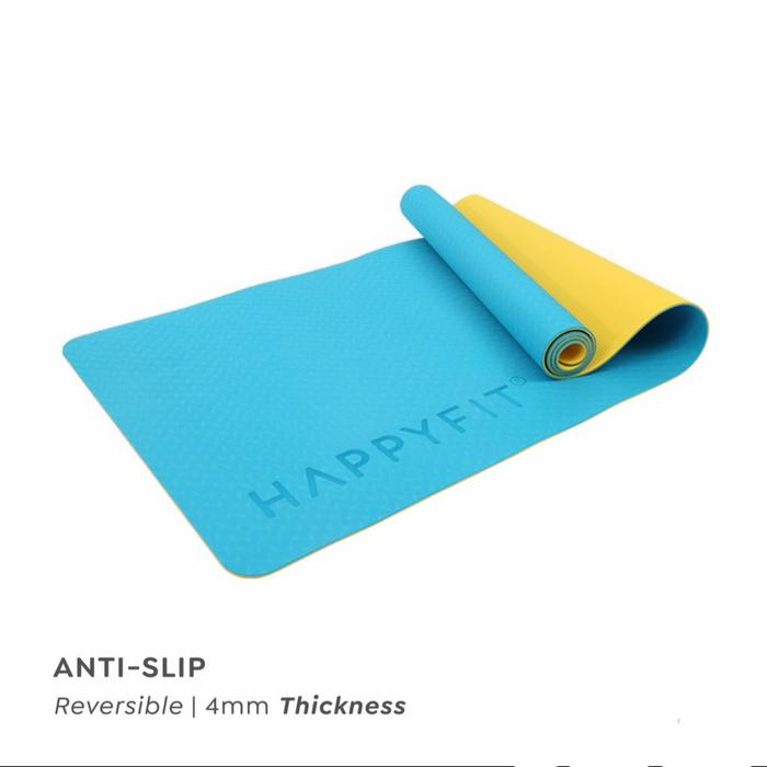 Gambar TPE ECO FRIENDLY YOGA MAT 4MM (INCLUDE STRAP) - Blue dari The Quality Fitness undefined Tokopedia