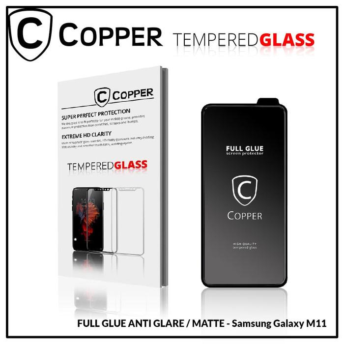 Promo Samsung Galaxy M11 COPPER Tempered Glass Full Glue ANTI