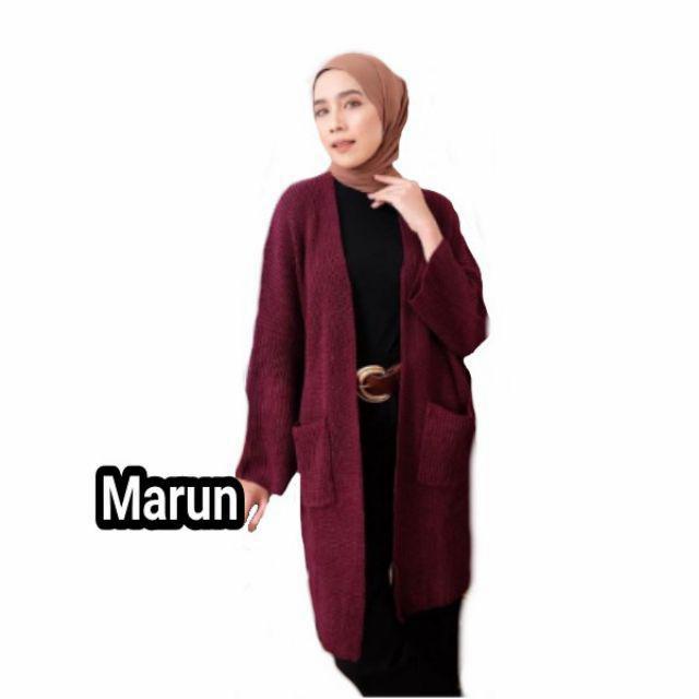 Gambar LONG BION OUTER KARDIGAN OVERSIZE LAVELLA OUTER PANJANG RAJUT PREMIUM - Maroon dari RajutCollectionBandung undefined Tokopedia