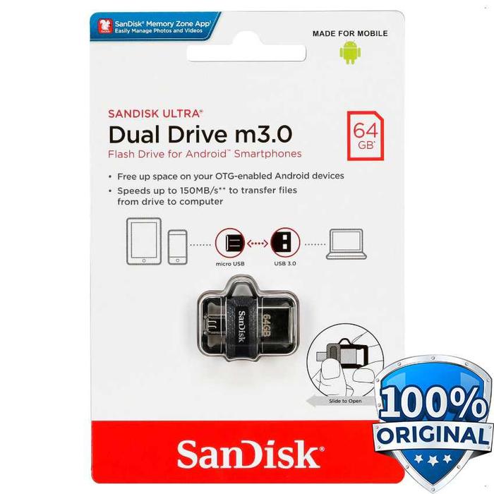 Gambar Flashdisk OTG Sandisk m3.0 32GB USB 3 150MB/s - 64 gb dari Sejahtera Utama Nusantara undefined Tokopedia