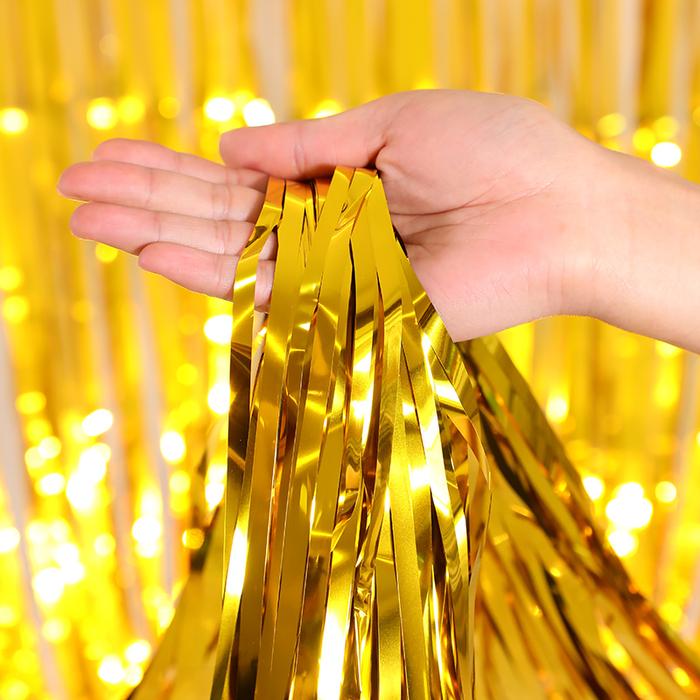 Gambar Foil Curtain Import 2m x 1m /Tirai Rumbai Plastik Chrome /Tirai Foil - Gold dari Party Murah Online undefined Tokopedia