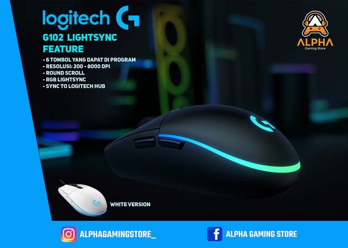 Gambar Logitech G102 Prodigy V2 LIGHTSYNC V2 RGB 6 Button / Black & White dari Alpha Gaming Store undefined Tokopedia